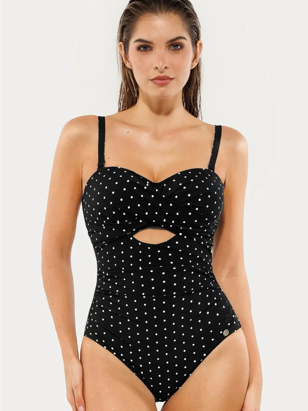 Shapewear Twist & Shirred Sculpting One-Piece with Removable Straps size L